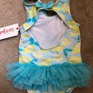 New Cat & Jack yellow lemon swimsuit